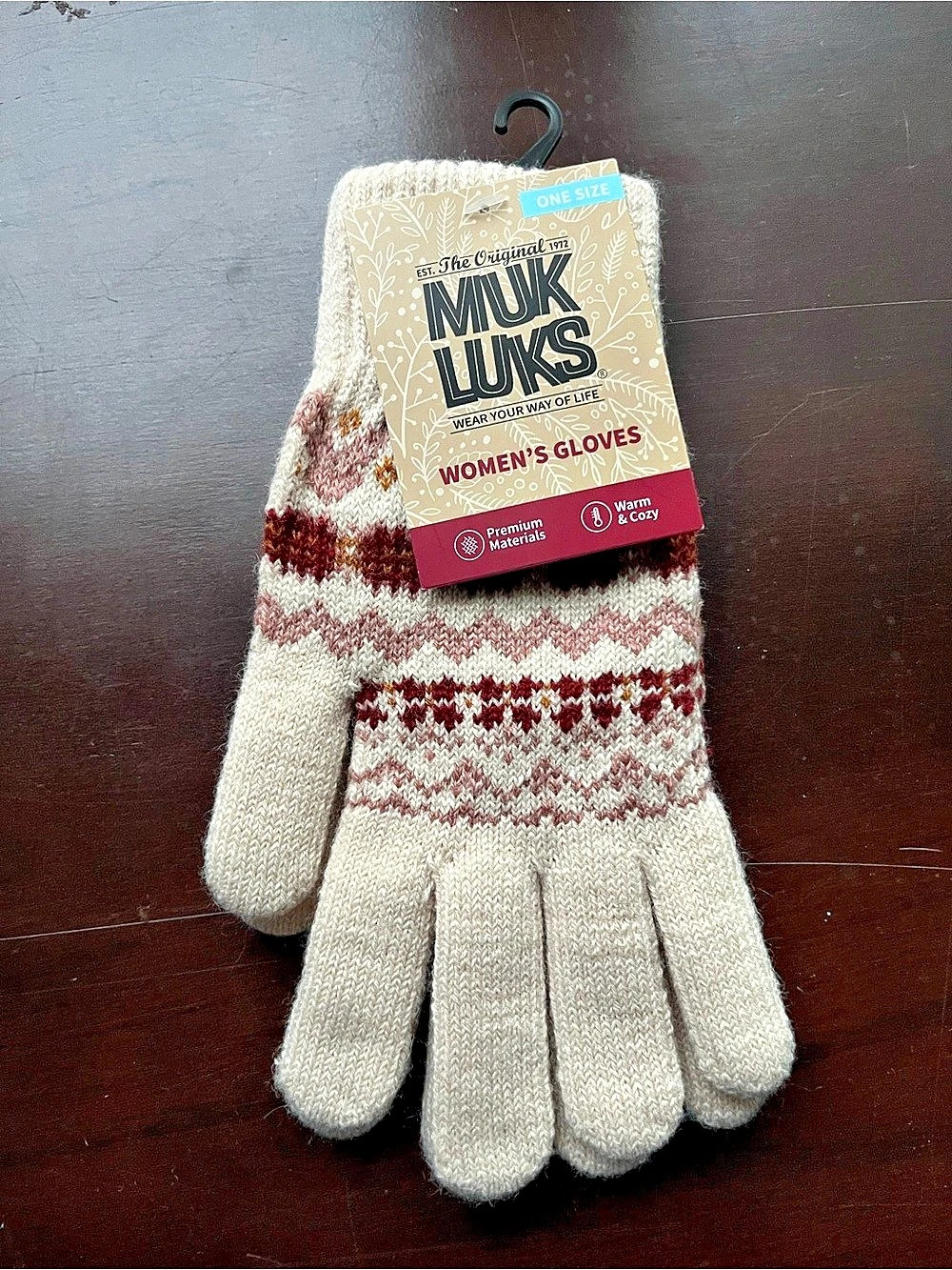 Muk Luks Women's Wool Blend Gloves Pink & Cream